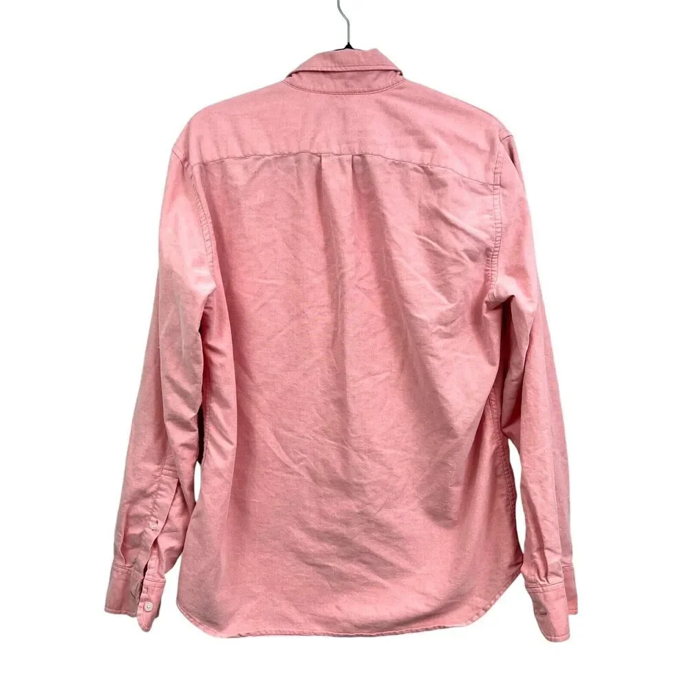 J. Crew Men Shirt Flex Button Down Monogram Pocket Long Sleeve Pink M 15-15.5*